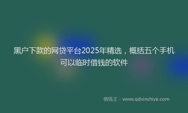 黑户下款的网贷平台2025年精选，概括五个手机可以临时借钱的软件