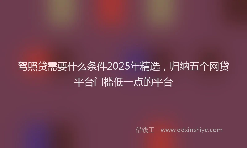 驾照贷需要什么条件2025年精选，归纳五个网贷平台门槛低一点的平台