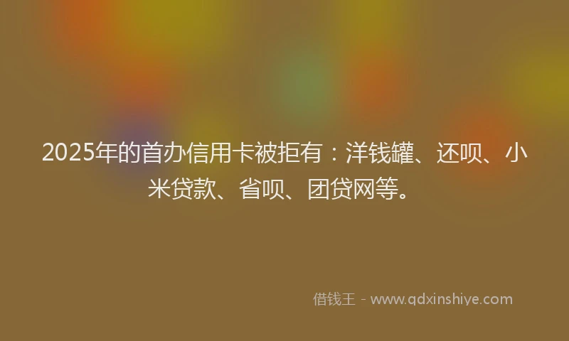 2025年的首办信用卡被拒有：洋钱罐、还呗、小米贷款、省呗、团贷网等。