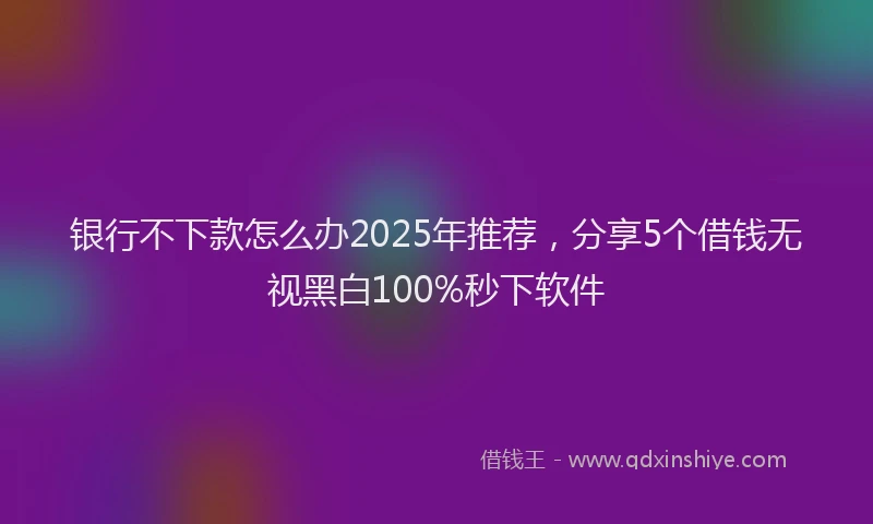 银行不下款怎么办2025年推荐，分享5个借钱无视黑白100%秒下软件