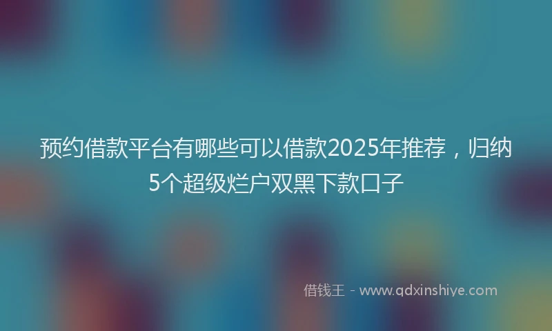 预约借款平台有哪些可以借款2025年推荐，归纳5个超级烂户双黑下款口子
