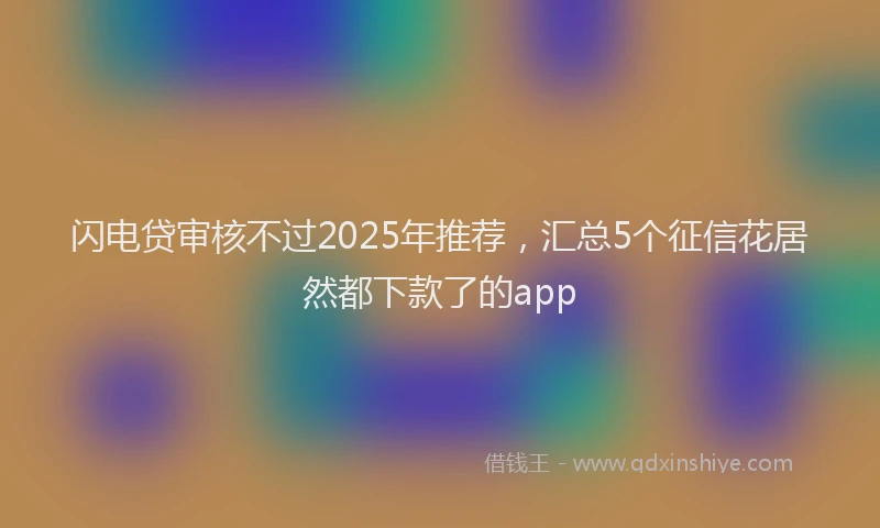 闪电贷审核不过2025年推荐，汇总5个征信花居然都下款了的app