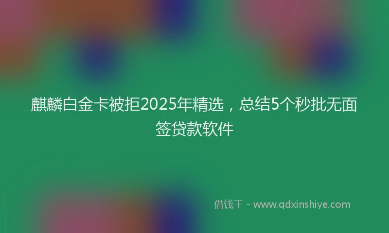 麒麟白金卡被拒2025年精选，总结5个秒批无面签贷款软件