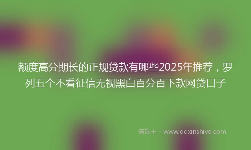 额度高分期长的正规贷款有哪些2025年推荐，罗列五个不看征信无视黑白百分百下款网贷口子