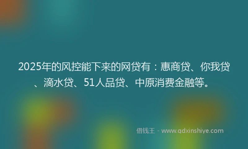 2025年的风控能下来的网贷有：惠商贷、你我贷、滴水贷、51人品贷、中原消费金融等。
