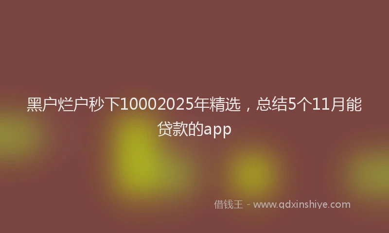 黑户烂户秒下10002025年精选，总结5个11月能贷款的app