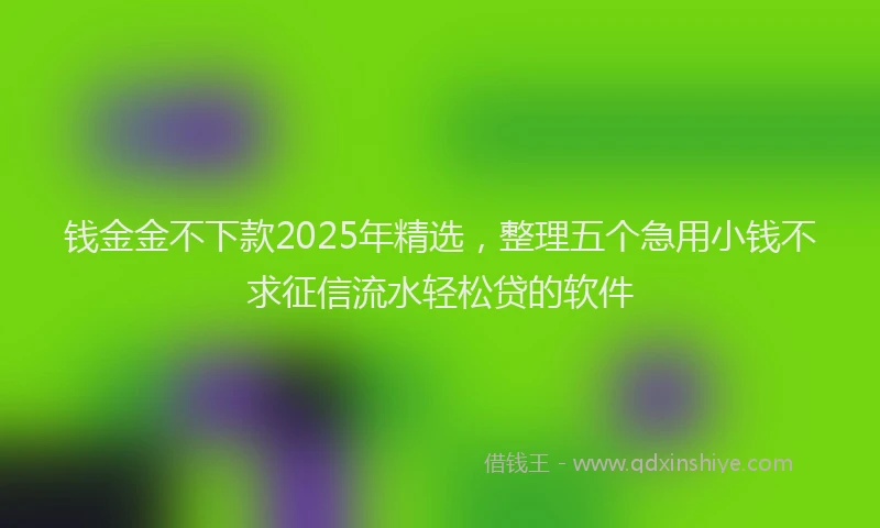 钱金金不下款2025年精选，整理五个急用小钱不求征信流水轻松贷的软件
