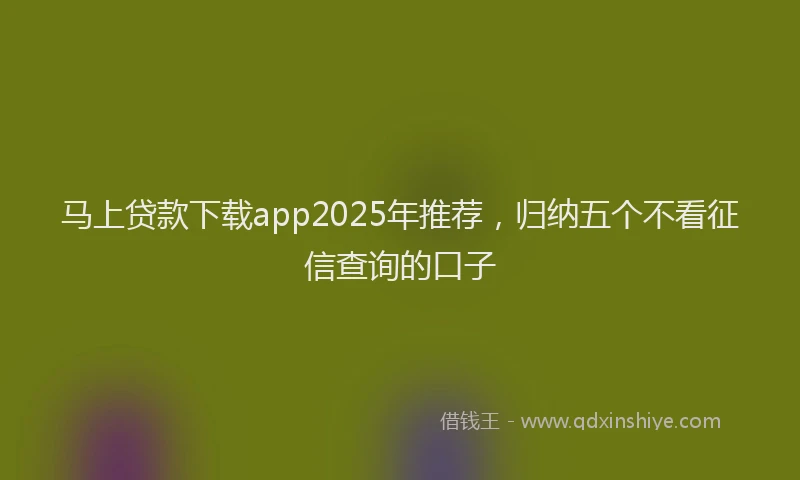 马上贷款下载app2025年推荐，归纳五个不看征信查询的口子