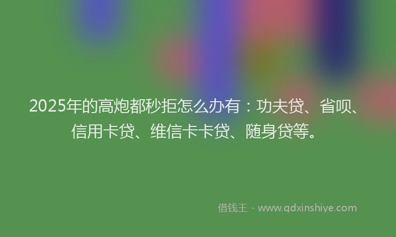 2025年的高炮都秒拒怎么办有：功夫贷、省呗、信用卡贷、维信卡卡贷、随身贷等。