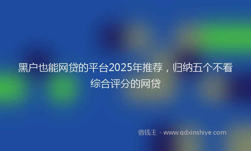 黑户也能网贷的平台2025年推荐，归纳五个不看综合评分的网贷