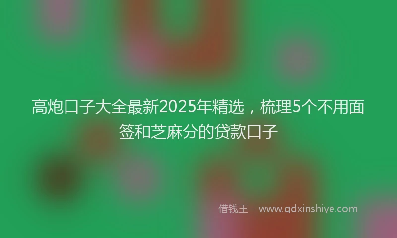 高炮口子大全最新2025年精选，梳理5个不用面签和芝麻分的贷款口子