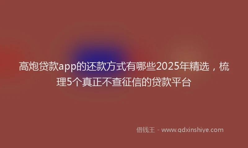 高炮贷款app的还款方式有哪些2025年精选，梳理5个真正不查征信的贷款平台