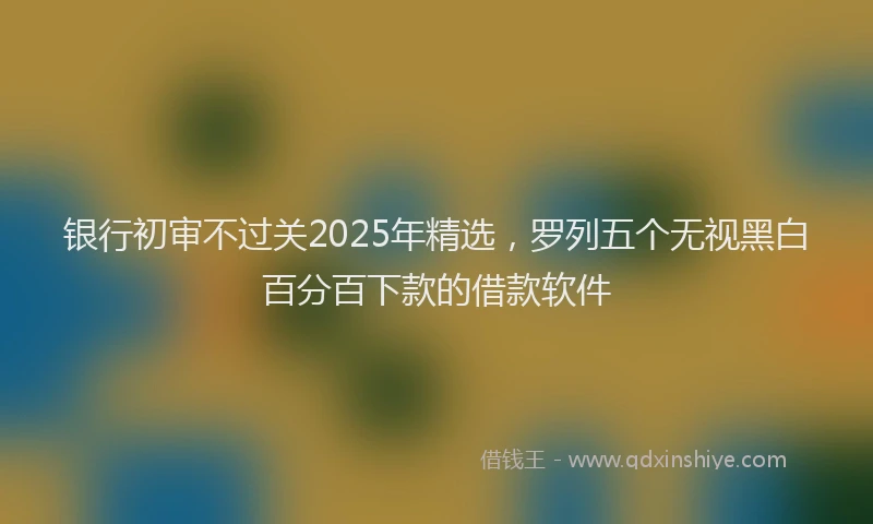 银行初审不过关2025年精选，罗列五个无视黑白百分百下款的借款软件