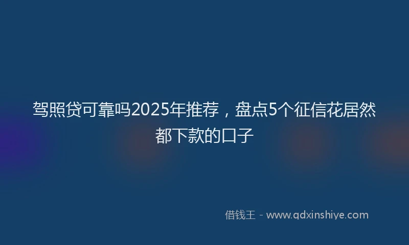 驾照贷可靠吗2025年推荐，盘点5个征信花居然都下款的口子