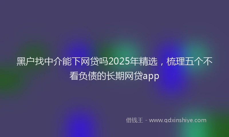 黑户找中介能下网贷吗2025年精选，梳理五个不看负债的长期网贷app