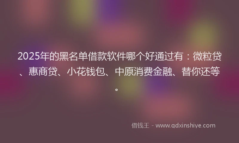2025年的黑名单借款软件哪个好通过有：微粒贷、惠商贷、小花钱包、中原消费金融、替你还等。