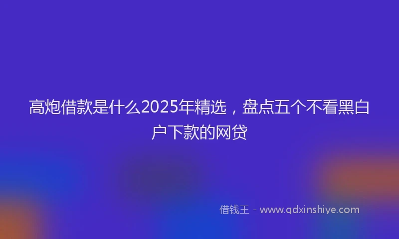 高炮借款是什么2025年精选，盘点五个不看黑白户下款的网贷