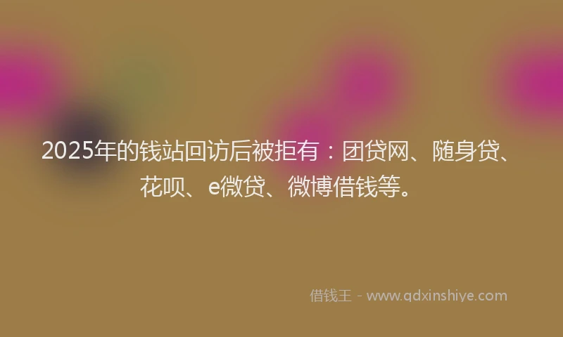 2025年的钱站回访后被拒有：团贷网、随身贷、花呗、e微贷、微博借钱等。