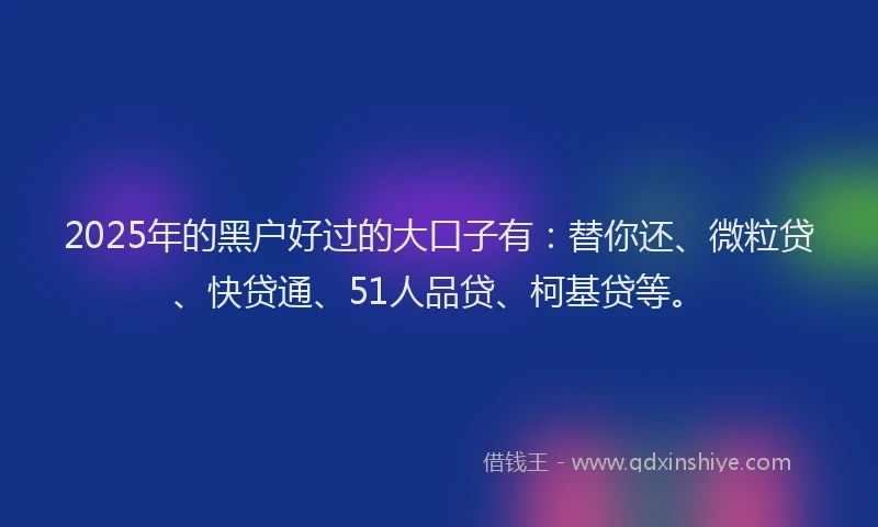 2025年的黑户好过的大口子有：替你还、微粒贷、快贷通、51人品贷、柯基贷等。