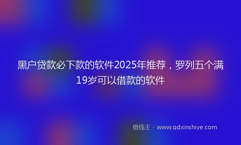 黑户贷款必下款的软件2025年推荐，罗列五个满19岁可以借款的软件