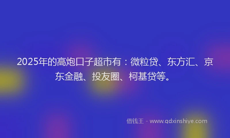 2025年的高炮口子超市有：微粒贷、东方汇、京东金融、投友圈、柯基贷等。