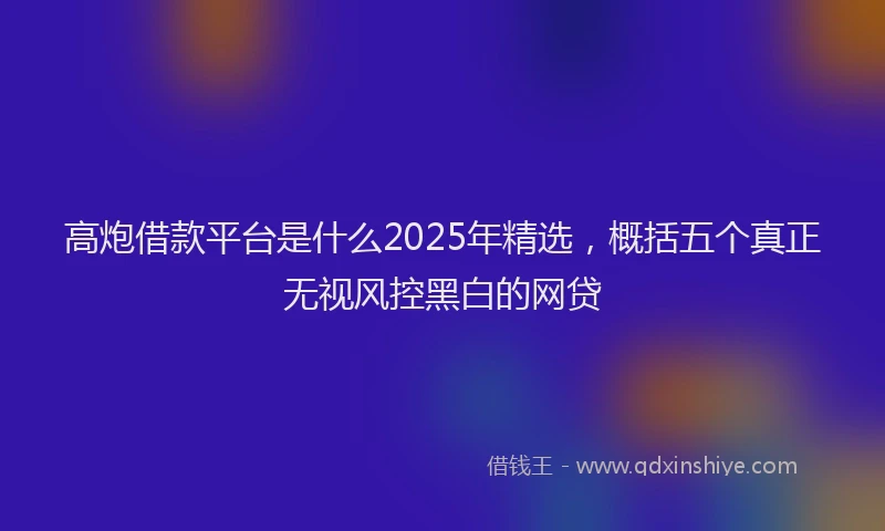 高炮借款平台是什么2025年精选，概括五个真正无视风控黑白的网贷