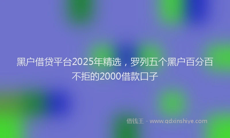 黑户借贷平台2025年精选，罗列五个黑户百分百不拒的2000借款口子