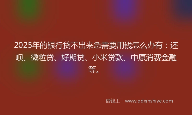 2025年的银行贷不出来急需要用钱怎么办有：还呗、微粒贷、好期贷、小米贷款、中原消费金融等。