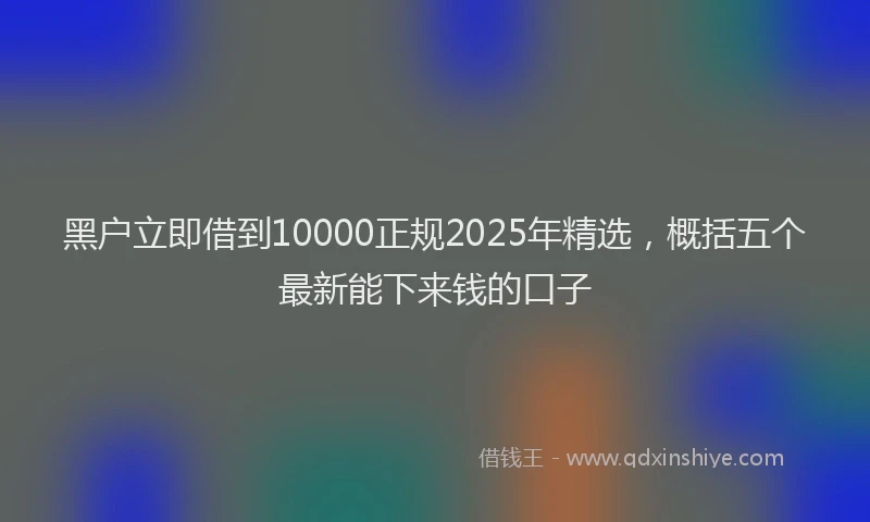 黑户立即借到10000正规2025年精选，概括五个最新能下来钱的口子