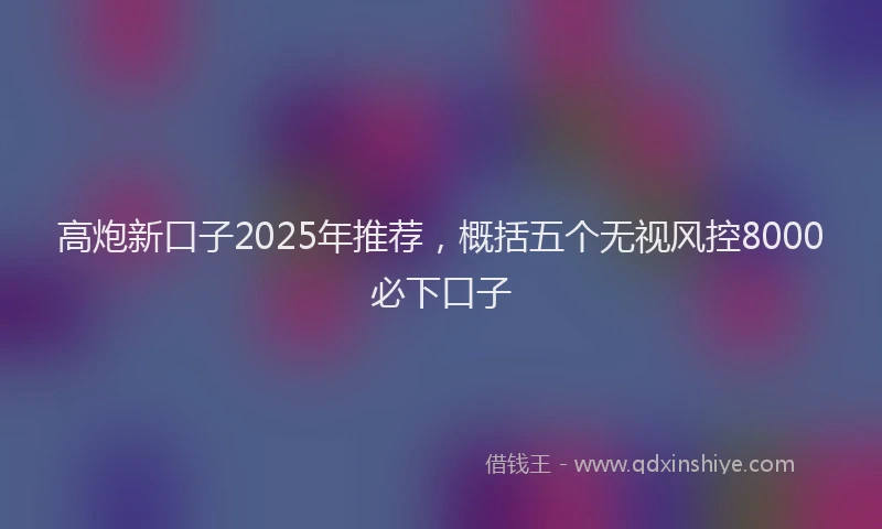 高炮新口子2025年推荐，概括五个无视风控8000必下口子