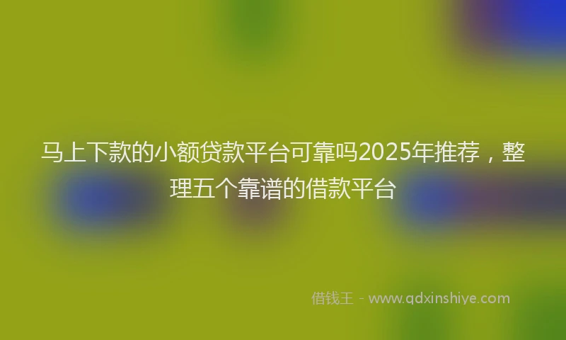 马上下款的小额贷款平台可靠吗2025年推荐，整理五个靠谱的借款平台