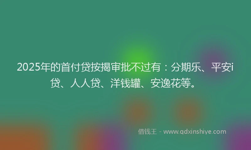 2025年的首付贷按揭审批不过有：分期乐、平安i贷、人人贷、洋钱罐、安逸花等。