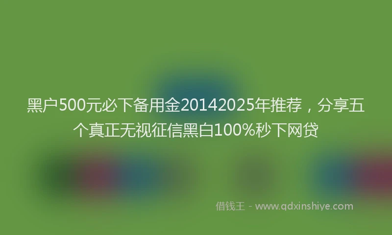 黑户500元必下备用金20142025年推荐，分享五个真正无视征信黑白100%秒下网贷
