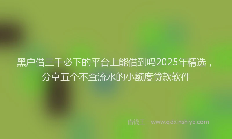 黑户借三千必下的平台上能借到吗2025年精选，分享五个不查流水的小额度贷款软件