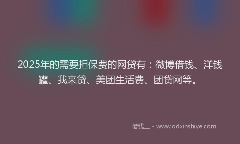 2025年的需要担保费的网贷有：微博借钱、洋钱罐、我来贷、美团生活费、团贷网等。