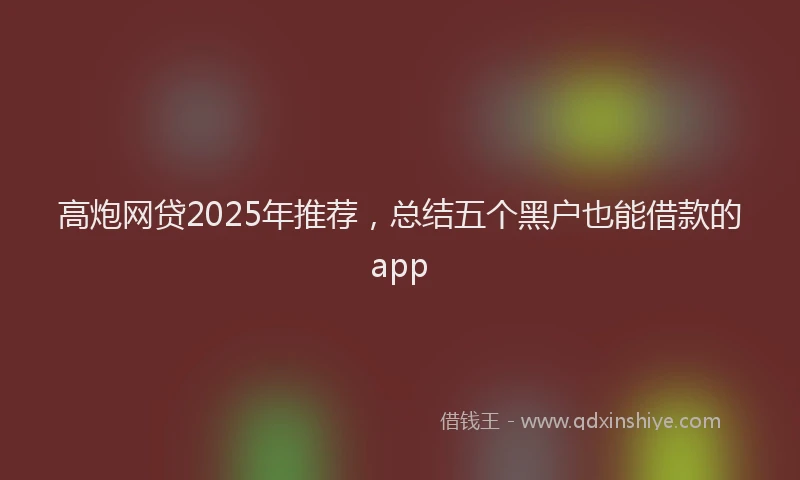 高炮网贷2025年推荐，总结五个黑户也能借款的app