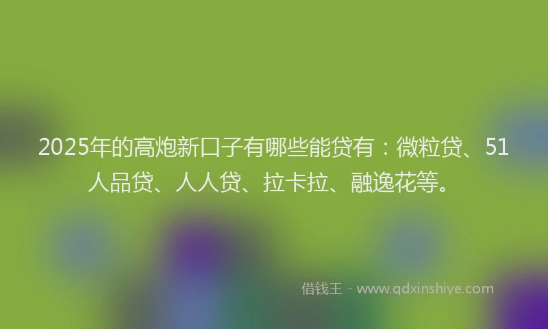 2025年的高炮新口子有哪些能贷有：微粒贷、51人品贷、人人贷、拉卡拉、融逸花等。