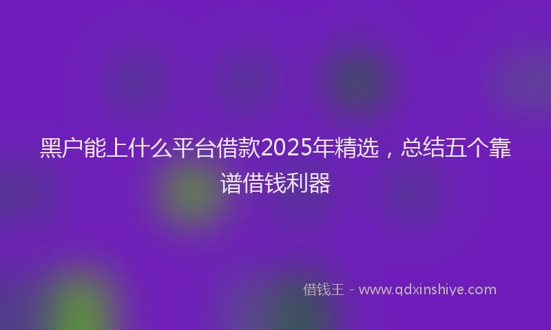 黑户能上什么平台借款2025年精选，总结五个靠谱借钱利器