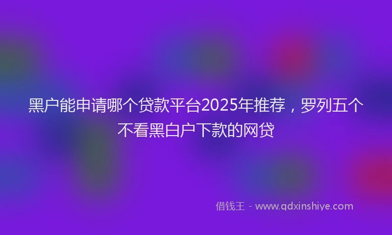 黑户能申请哪个贷款平台2025年推荐，罗列五个不看黑白户下款的网贷