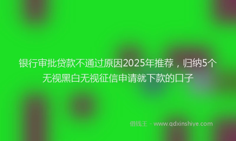 银行审批贷款不通过原因2025年推荐，归纳5个无视黑白无视征信申请就下款的口子
