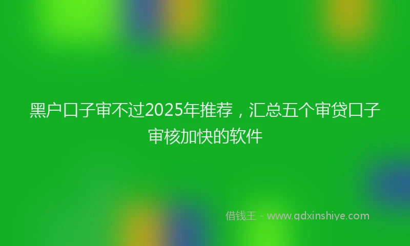 黑户口子审不过2025年推荐，汇总五个审贷口子审核加快的软件