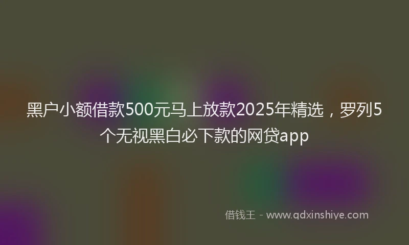 黑户小额借款500元马上放款2025年精选，罗列5个无视黑白必下款的网贷app