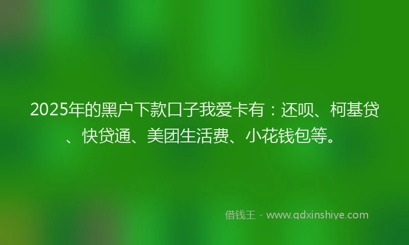 2025年的黑户下款口子我爱卡有：还呗、柯基贷、快贷通、美团生活费、小花钱包等。
