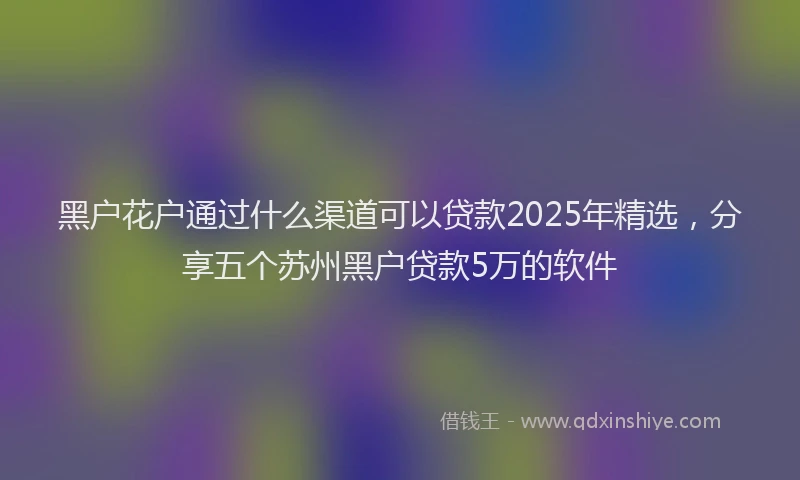 黑户花户通过什么渠道可以贷款2025年精选，分享五个苏州黑户贷款5万的软件