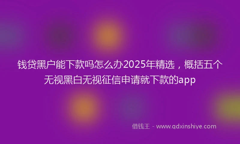 钱贷黑户能下款吗怎么办2025年精选，概括五个无视黑白无视征信申请就下款的app