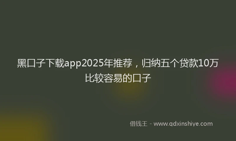 黑口子下载app2025年推荐，归纳五个贷款10万比较容易的口子