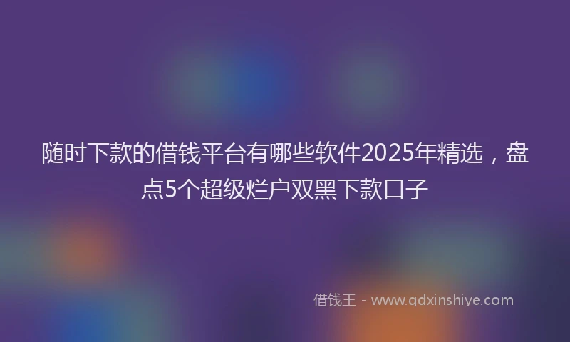 随时下款的借钱平台有哪些软件2025年精选，盘点5个超级烂户双黑下款口子