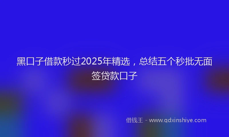 黑口子借款秒过2025年精选，总结五个秒批无面签贷款口子