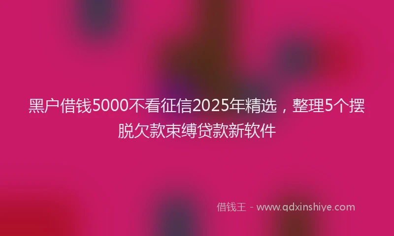 黑户借钱5000不看征信2025年精选，整理5个摆脱欠款束缚贷款新软件