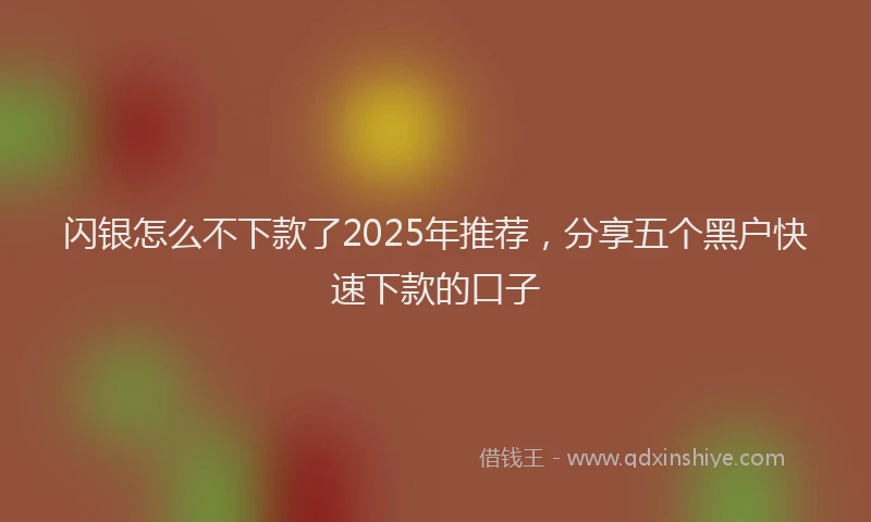 闪银怎么不下款了2025年推荐，分享五个黑户快速下款的口子